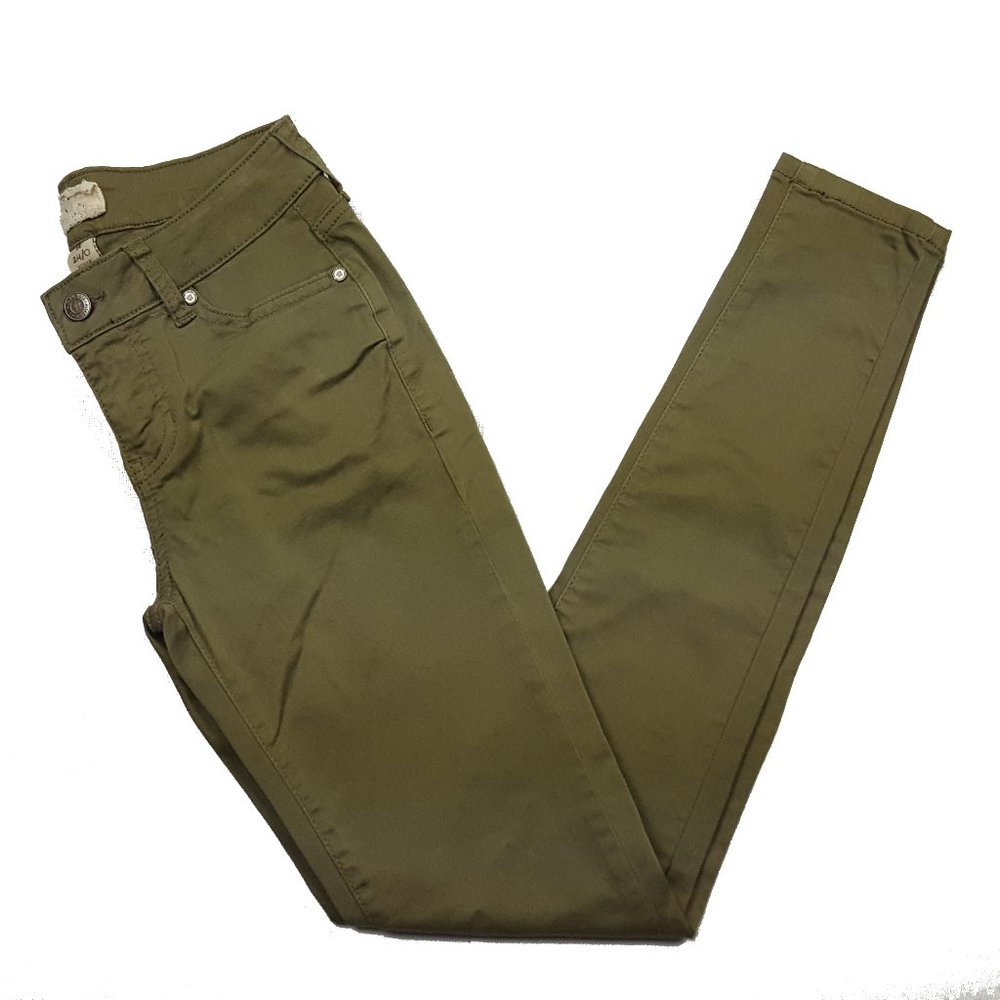 Altar'd State Skinny Stretch Chino Pants, Solid Olive Green Women's Size 0
